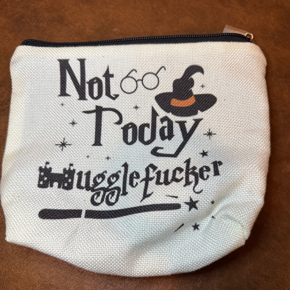 Brand new White Canvas Harry Potter Cosmetic Pouch with Funny Print